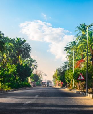 Road along the canal of the Nile River